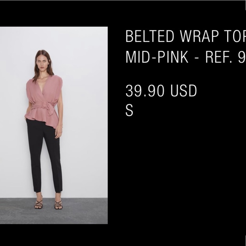 Zara pink belted top
